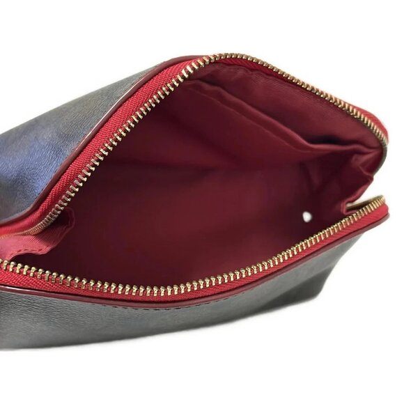 COACH Signature Dark Brown Red PVC Leather - Pouch - Picture 5 of 6